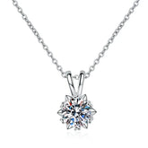 Sterling silver chain necklace with solitaire certified moissanite pendant sparkle
