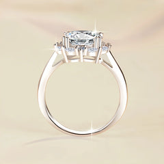 Diamond ring with a beige background