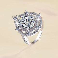 Elegant diamond ring with a beige background