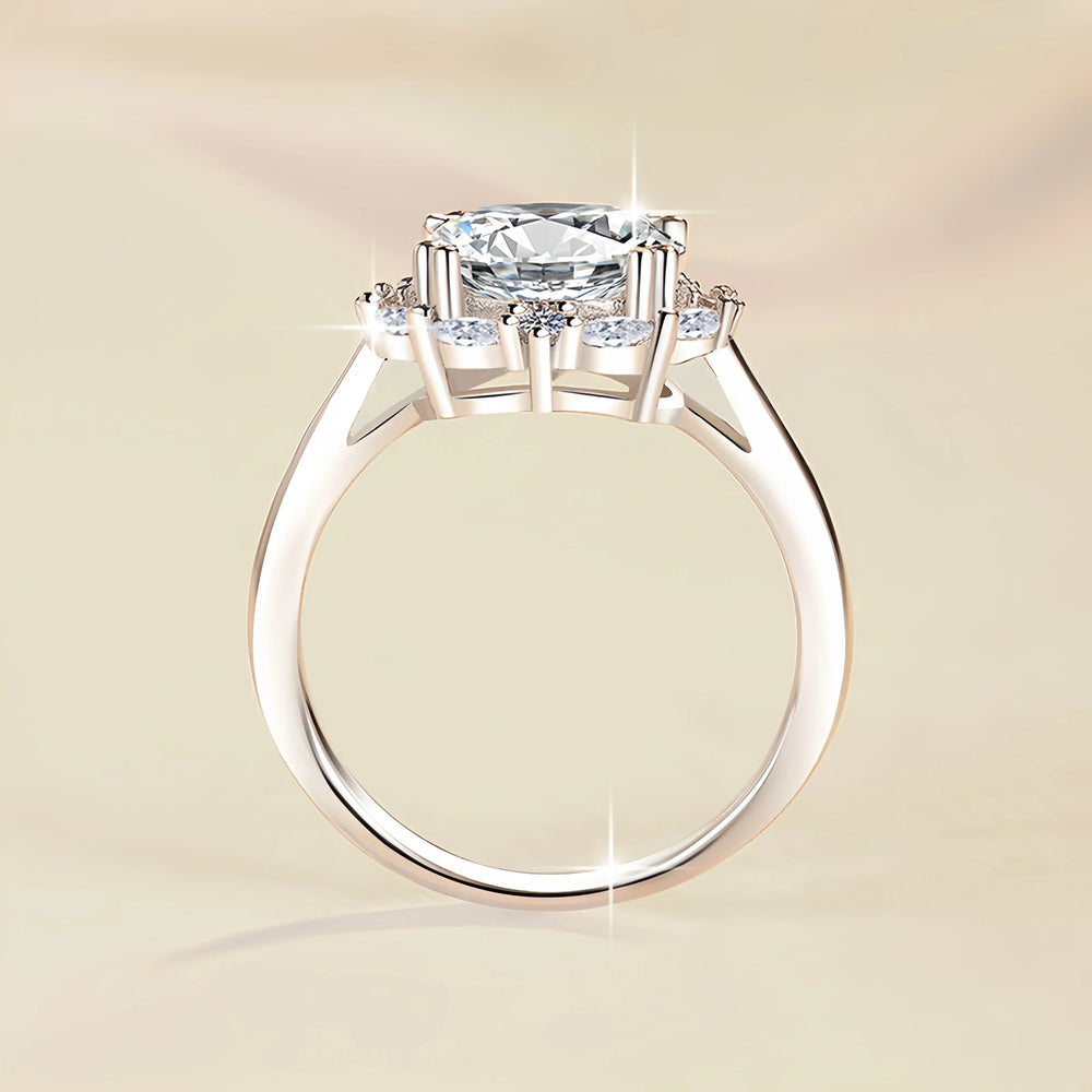 Diamond ring with a beige background