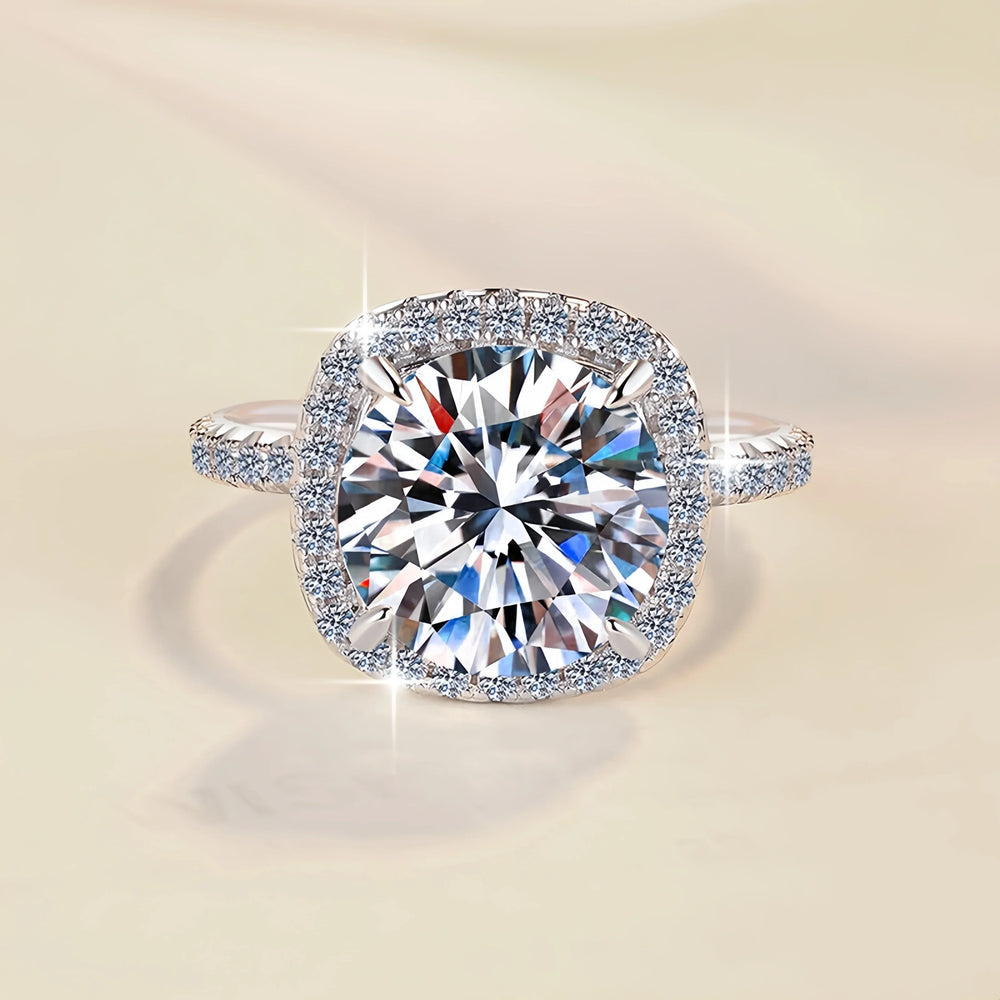 Diamond ring with a beige background